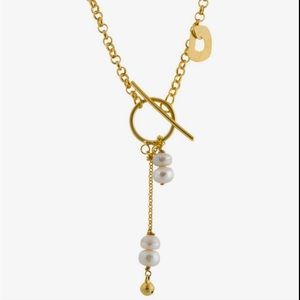 Designer Toggle Bold Gold Genuine Pearl Necklace-Boutique